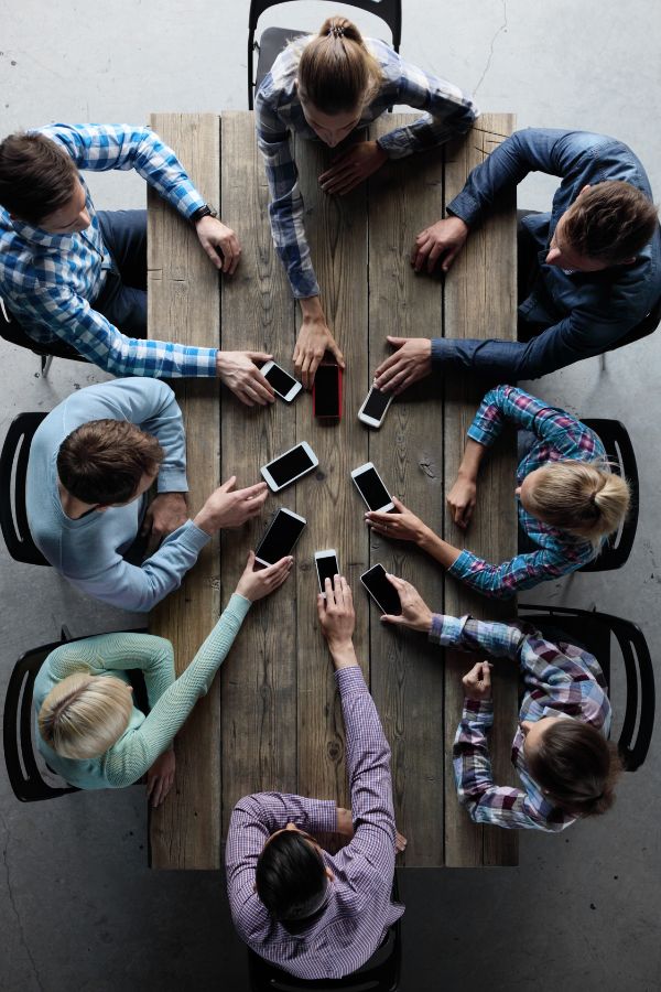 Employees collaborating in authentic workplace moment