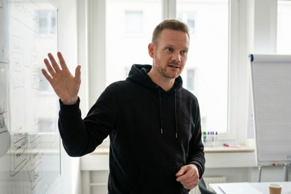 Training session, participants working together